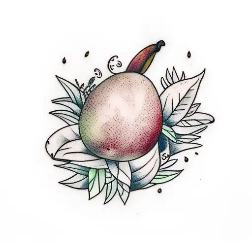 mango with plants tattoo design idea