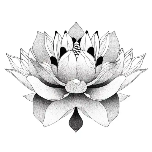 Labrador and lotus flowers tattoo design idea