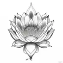 Labrador and lotus flowers tattoo design idea