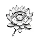 Labrador and lotus flowers tattoo design idea