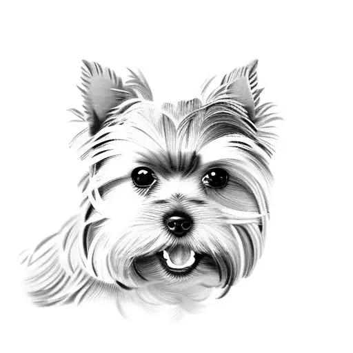 yorkshire terrier tongue out tattoo design idea