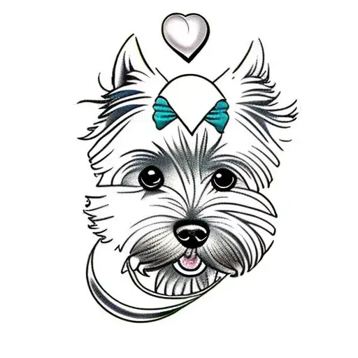 yorkshire terrier tongue out tattoo design idea