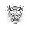 half oni mask tattoo design idea