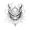half oni mask tattoo design idea