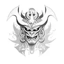 half oni mask tattoo design idea