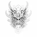 half oni mask tattoo design idea