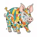 pig with a colorful geometric pattern tattoo design idea