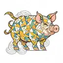 pig with a colorful geometric pattern tattoo design idea