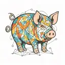 pig with a colorful geometric pattern tattoo design idea