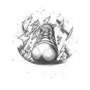 A bowling ball crashing through a brick wall, surrounded by lightning bolts tattoo design idea