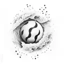 A bowling ball crashing through a brick wall, surrounded by lightning bolts tattoo design idea