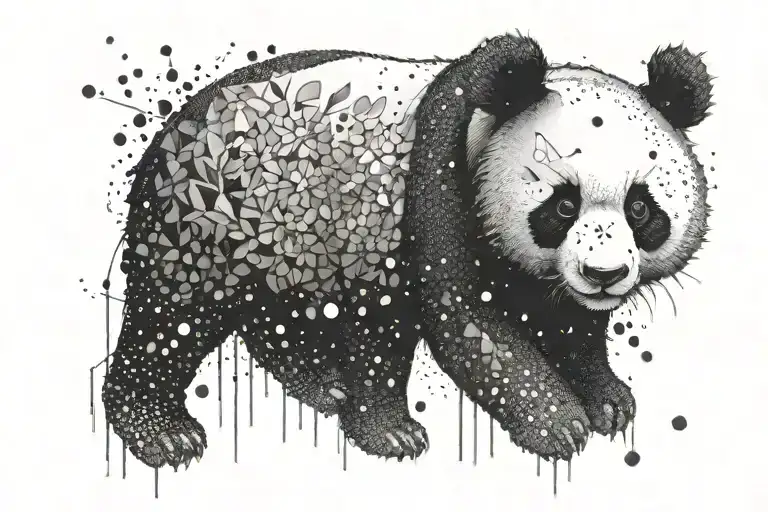 panda and cool random design tattoo design idea