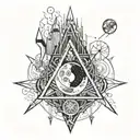 lumos and moon surrounded tattoo design idea