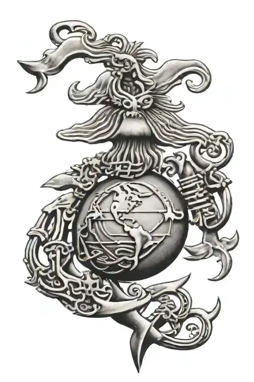 marine corps family tattoo design idea