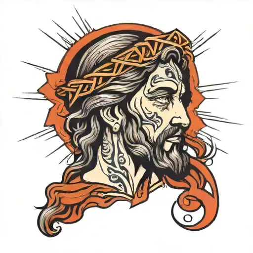 jesus looking tattoo design idea
