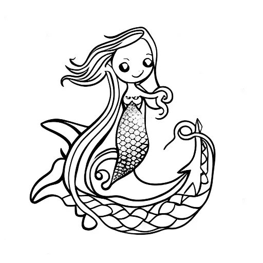 mermaid tail and an anchor tattoo design idea