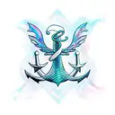 mermaid tail and an anchor tattoo design idea