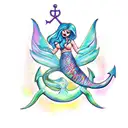 mermaid tail and an anchor tattoo design idea