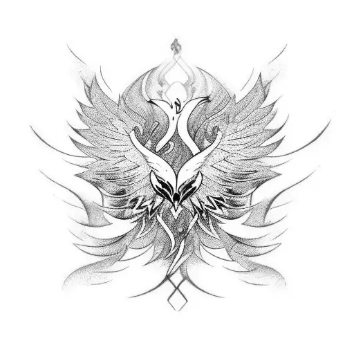 Brushstroke abstract phoenix  tattoo design idea