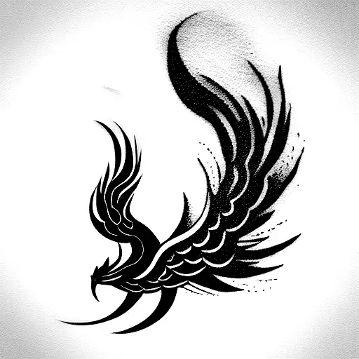 Brushstroke abstract phoenix  tattoo design idea