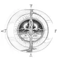 Tree of Life real tree turning into Kabbalah tree of life with planets and sun and moon tattoo design idea