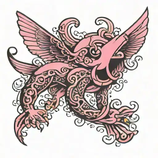 Pink y2k tramp stamp tattoo design idea