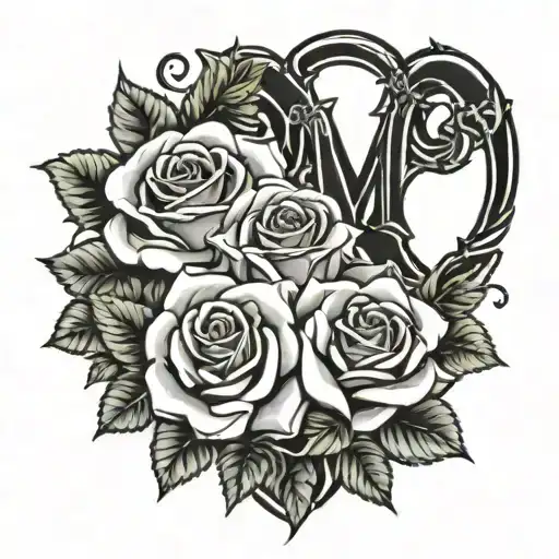 rosas nombre de mi mum dad heart intertwined within tattoo design idea