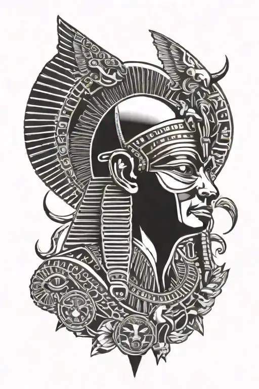 Egyptian Gods and Hieroglyphs tattoo design idea