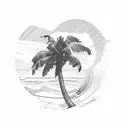 Palm tree and Waves tattoo design idea