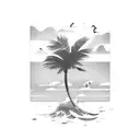 Palm tree and Waves tattoo design idea