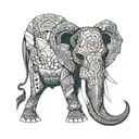 elephant and bull skull tattoo design idea