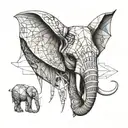 elephant and bull skull tattoo design idea