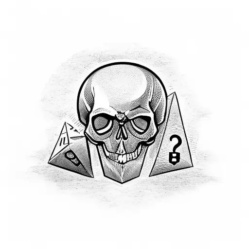 Skull with d20 dice tattoo design idea