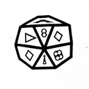 Skeleton holding d20 dice tattoo design idea