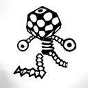 Skeleton holding d20 dice tattoo design idea