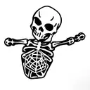 Skeleton holding d20 dice tattoo design idea