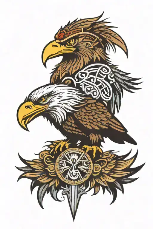 vikings culture Valhalla and eagles   tattoo design idea