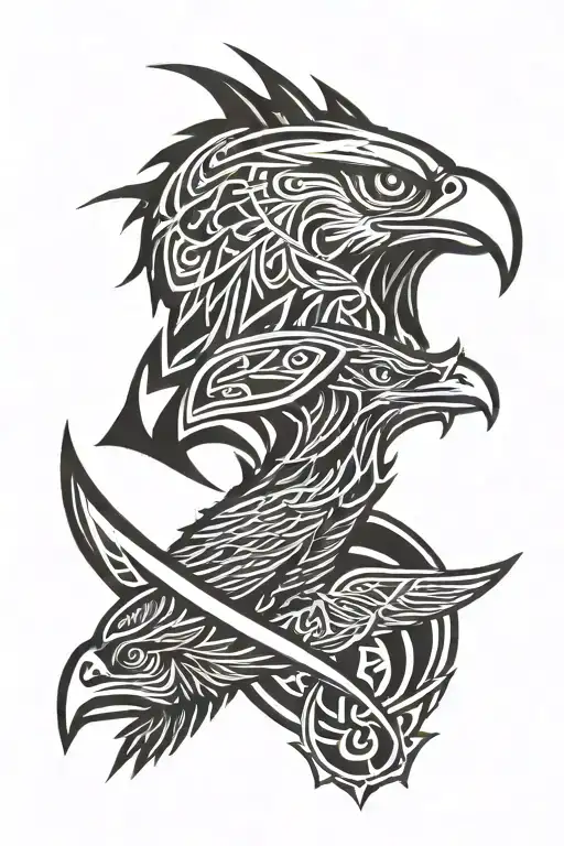 vikings culture Valhalla and eagles tattoo design idea