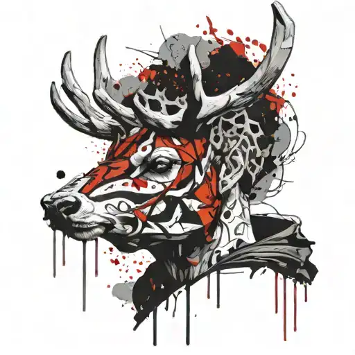 man wearing deer mask tattoo design idea