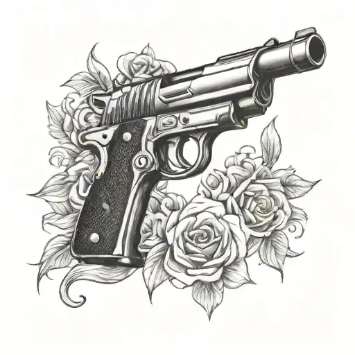 pistol with silencer    tattoo design idea