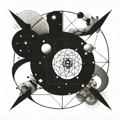 astrophysics, Dali, da Vinci, molecular structure, universe, biology, black hole tattoo design idea