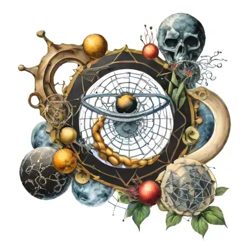 astrophysics, Dali, da Vinci, molecular structure, universe, biology, black hole tattoo design idea