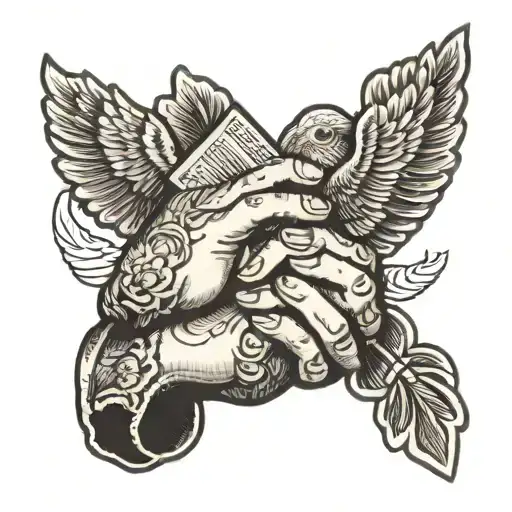 praying hands holding the bible verse tattoo design idea