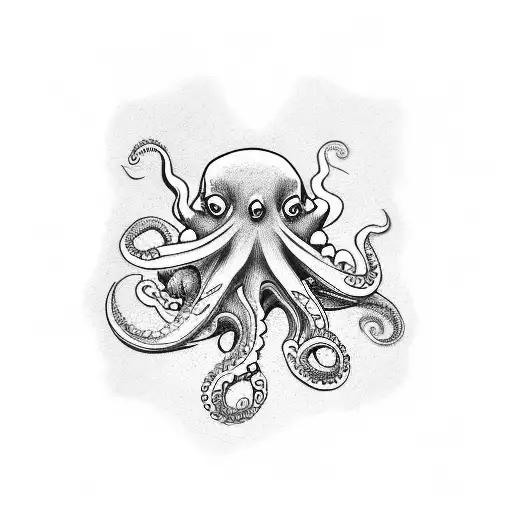 A tattoo for my arm of an octopus with the colours blue red and white cartoon style tattoo design idea
