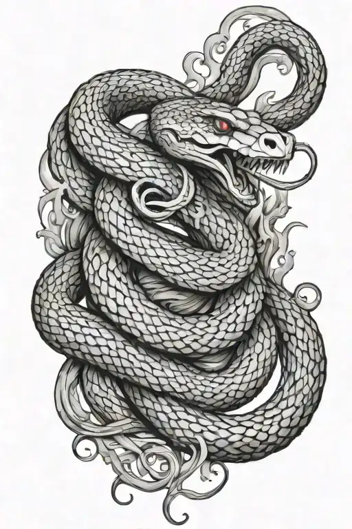 intricate fire and ice tattoo design of a magnificent snake tattoo design idea