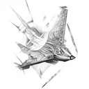 future fighter jet long wing tattoo design idea