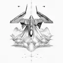 future fighter jet long wing tattoo design idea