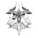 future fighter jet long wing tattoo design idea