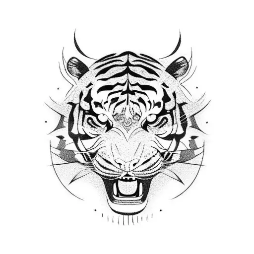 tiger with dragon tattoo design idea