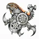 water color sketch style design featuring mechanical design  tattoo design idea